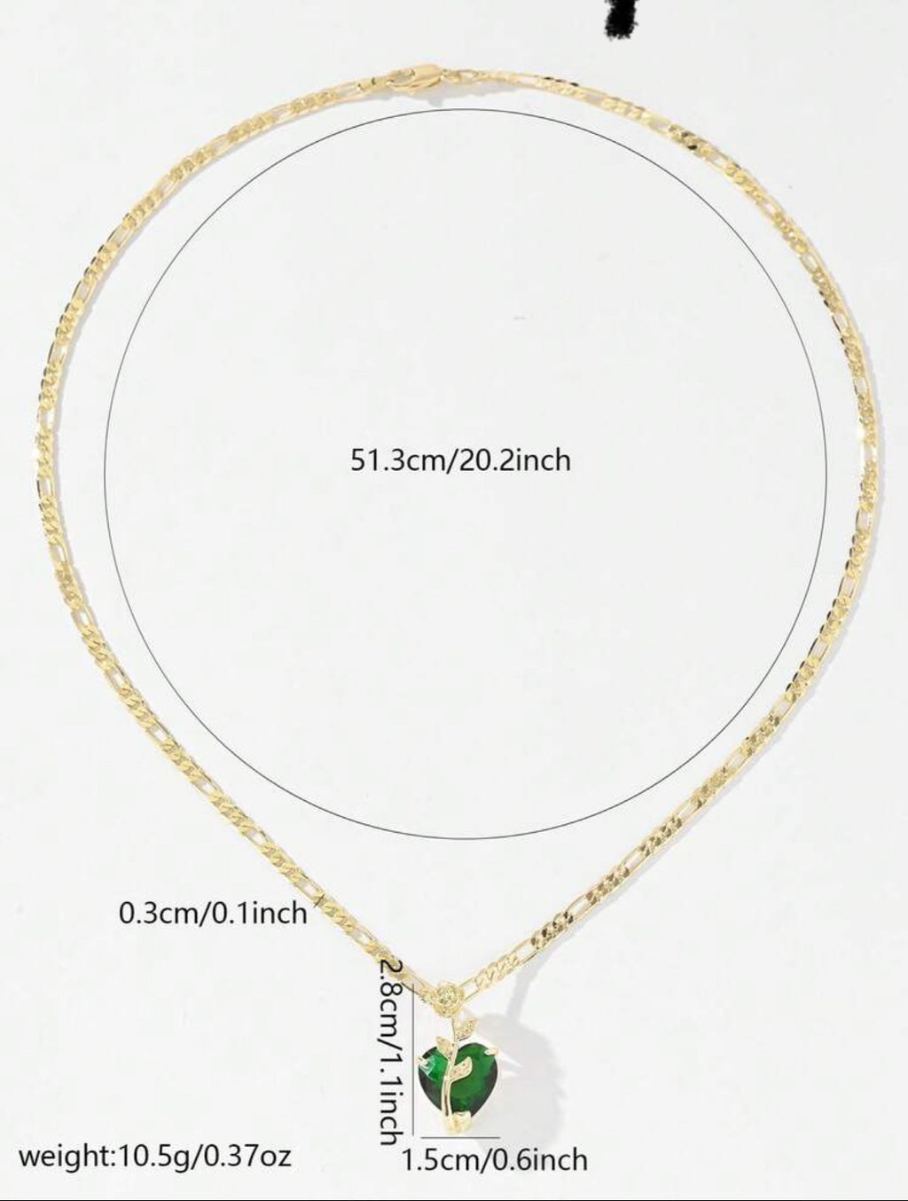 emerald heart pendant real gold-plated necklace