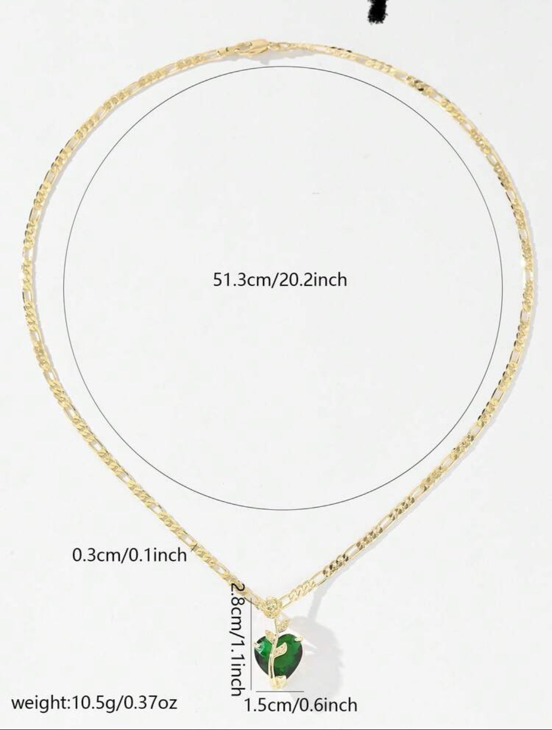 emerald heart pendant real gold-plated necklace