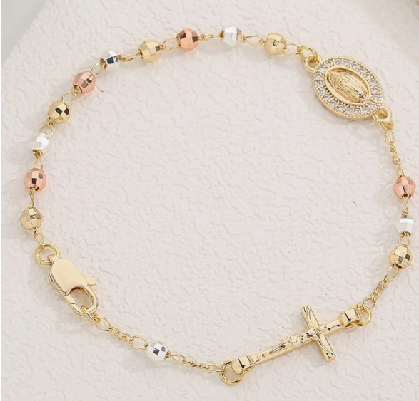 handmade gold-plated copper beaded bracelet