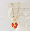 heart rose flower real gold-plated necklace
