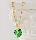 emerald heart pendant real gold-plated necklace