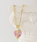 pink heart pendant real gold-plated necklace